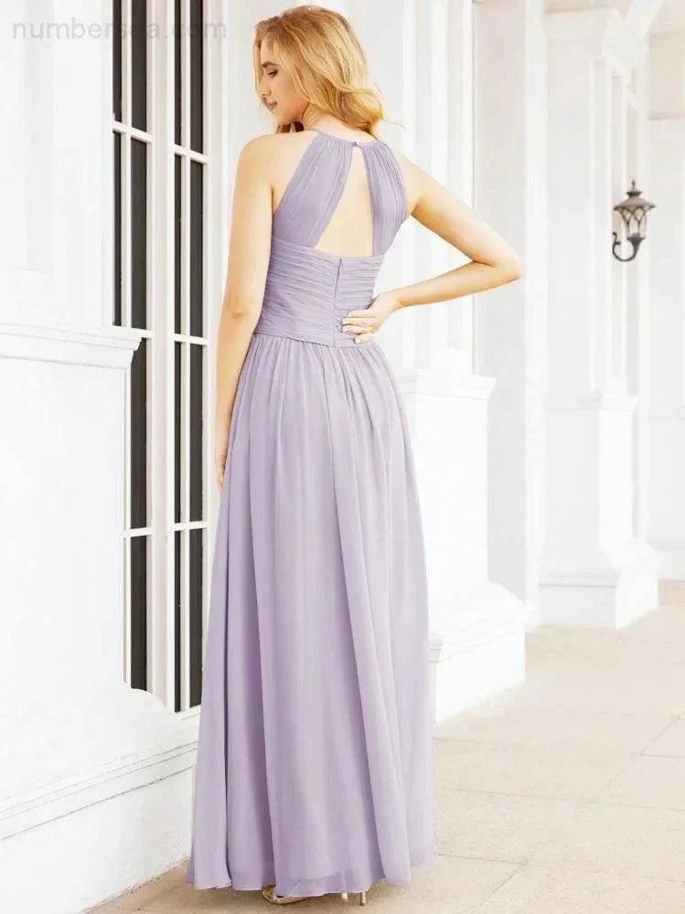 Numbersea Sleeveless Bridesmaid Dresses Long Prom Gown Zipper with Keyhole Back 28056 - Image 41