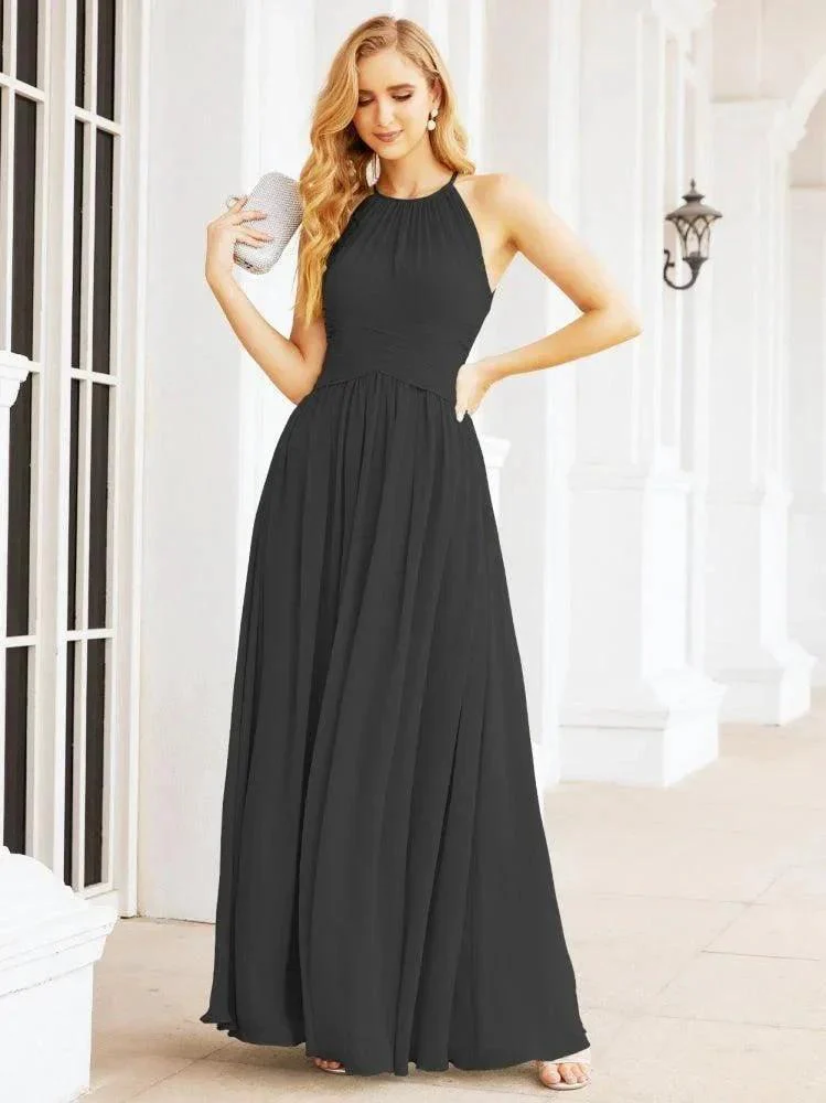 Numbersea Sleeveless Bridesmaid Dresses Long Prom Gown Zipper with Keyhole Back 28056 - Image 43