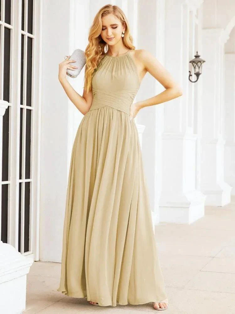 Numbersea Sleeveless Bridesmaid Dresses Long Prom Gown Zipper with Keyhole Back 28056 - Image 46