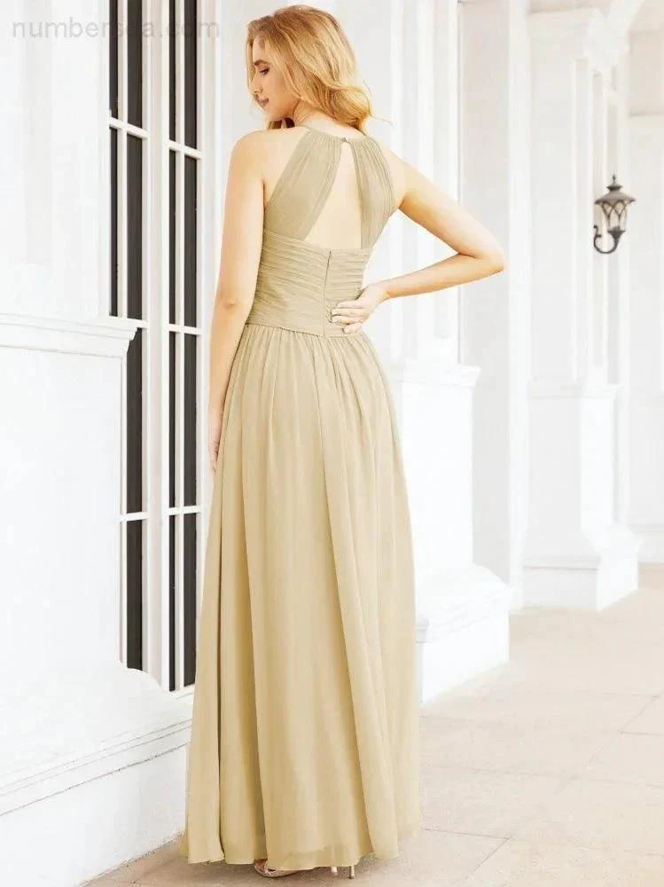 Numbersea Sleeveless Bridesmaid Dresses Long Prom Gown Zipper with Keyhole Back 28056 - Image 47