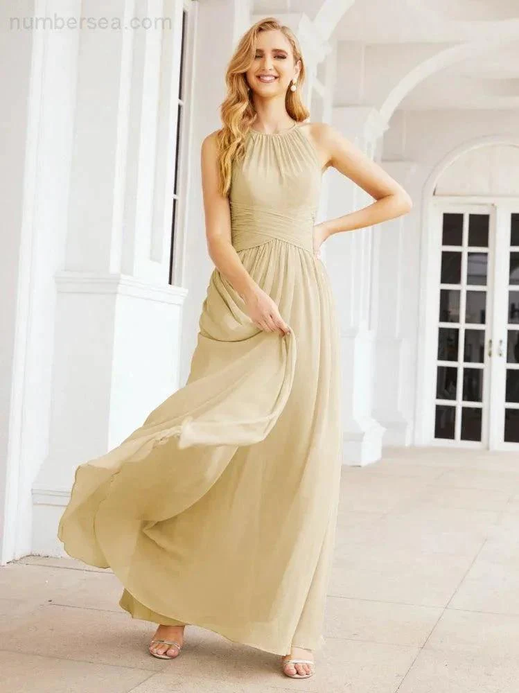 Numbersea Sleeveless Bridesmaid Dresses Long Prom Gown Zipper with Keyhole Back 28056 - Image 48