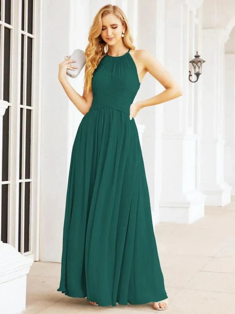 Numbersea Sleeveless Bridesmaid Dresses Long Prom Gown Zipper with Keyhole Back 28056 - Image 49