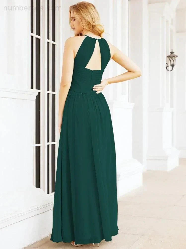 Numbersea Sleeveless Bridesmaid Dresses Long Prom Gown Zipper with Keyhole Back 28056 - Image 50