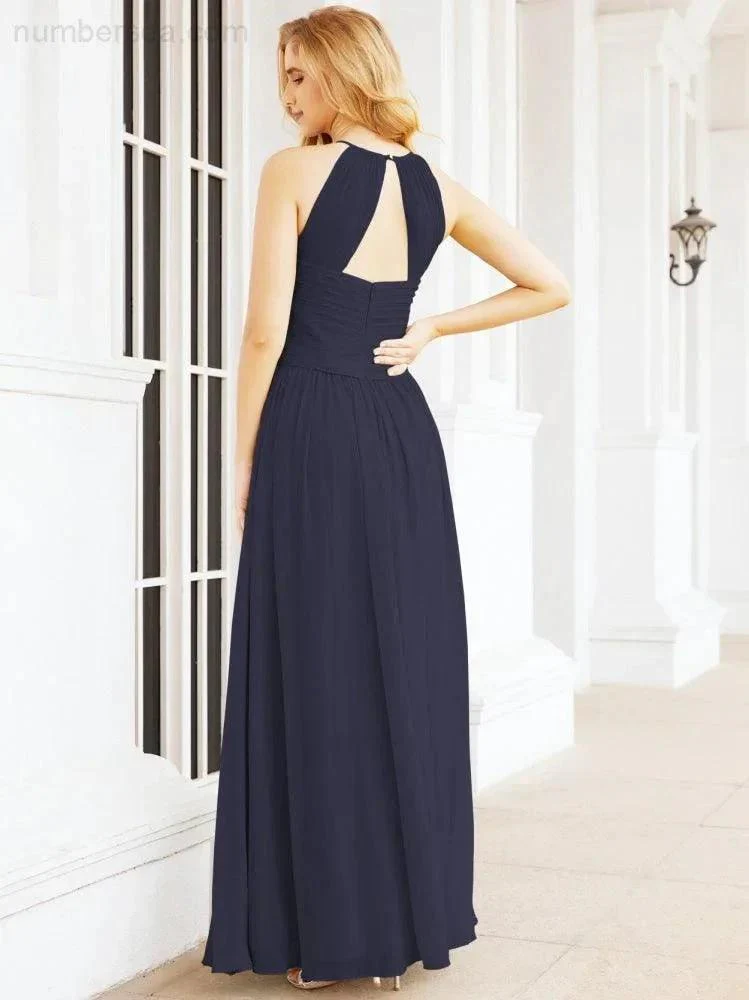 Numbersea Sleeveless Bridesmaid Dresses Long Prom Gown Zipper with Keyhole Back 28056 - Image 53