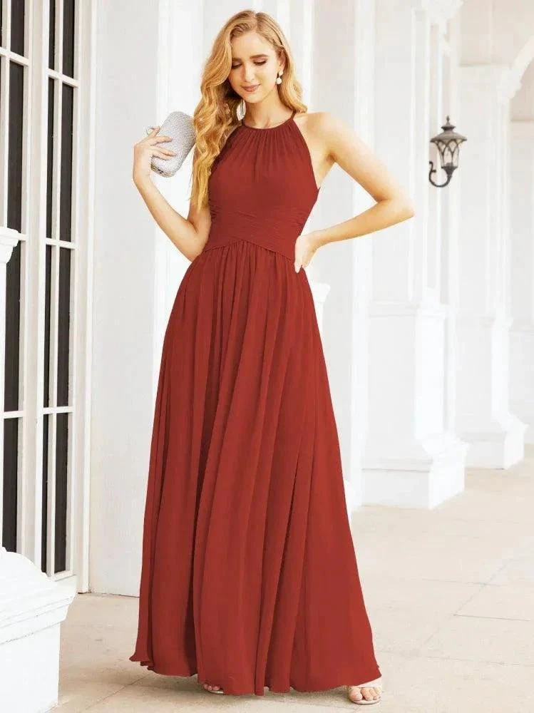 Numbersea Sleeveless Bridesmaid Dresses Long Prom Gown Zipper with Keyhole Back 28056 - Image 55