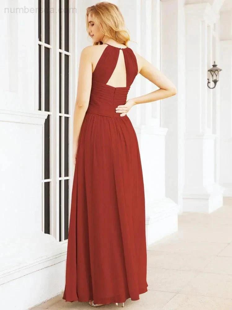 Numbersea Sleeveless Bridesmaid Dresses Long Prom Gown Zipper with Keyhole Back 28056 - Image 56