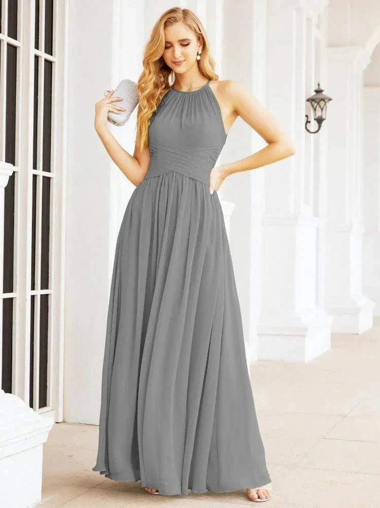 Numbersea Sleeveless Bridesmaid Dresses Long Prom Gown Zipper with Keyhole Back 28056 - Image 58