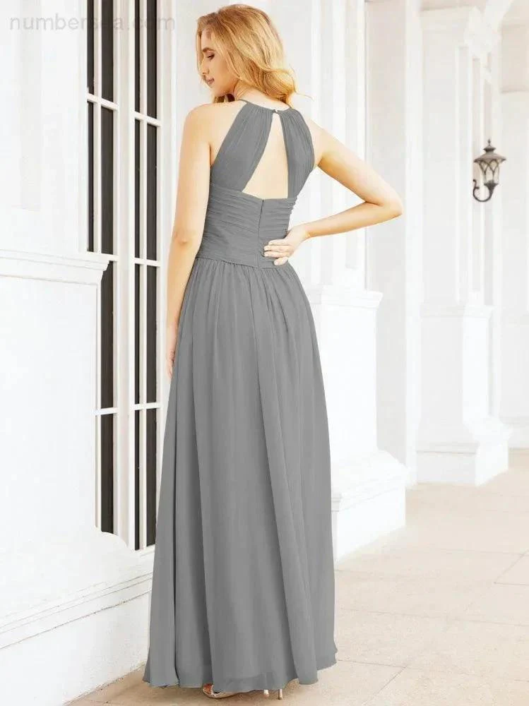 Numbersea Sleeveless Bridesmaid Dresses Long Prom Gown Zipper with Keyhole Back 28056 - Image 59