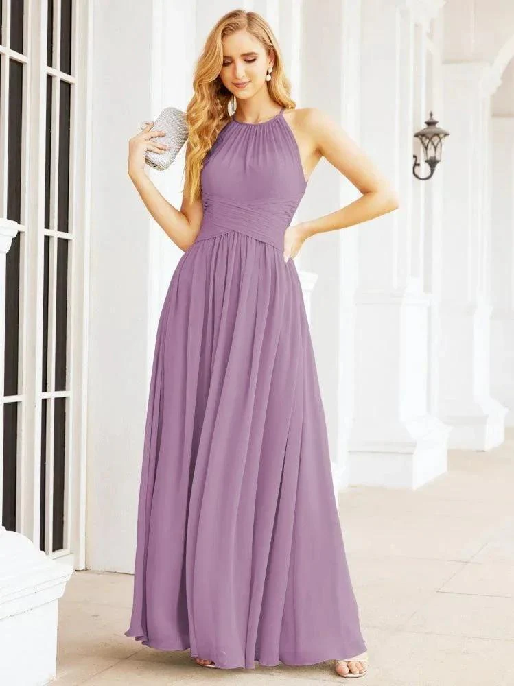 Numbersea Sleeveless Bridesmaid Dresses Long Prom Gown Zipper with Keyhole Back 28056 - Image 61