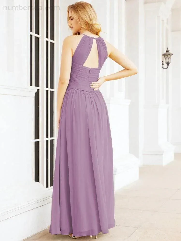 Numbersea Sleeveless Bridesmaid Dresses Long Prom Gown Zipper with Keyhole Back 28056 - Image 62