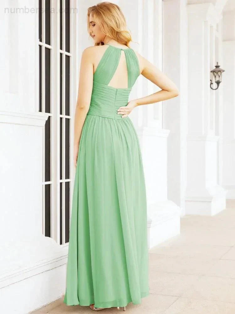 Numbersea Sleeveless Bridesmaid Dresses Long Prom Gown Zipper with Keyhole Back 28056 - Image 65