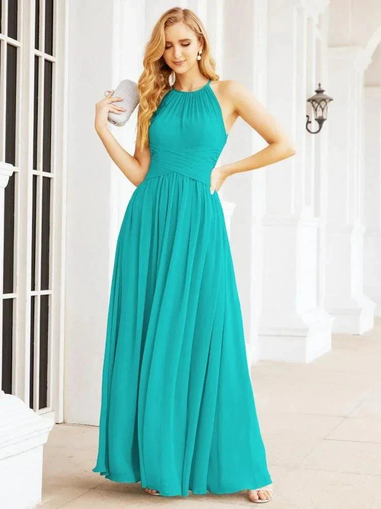 Numbersea Sleeveless Bridesmaid Dresses Long Prom Gown Zipper with Keyhole Back 28056 - Image 67
