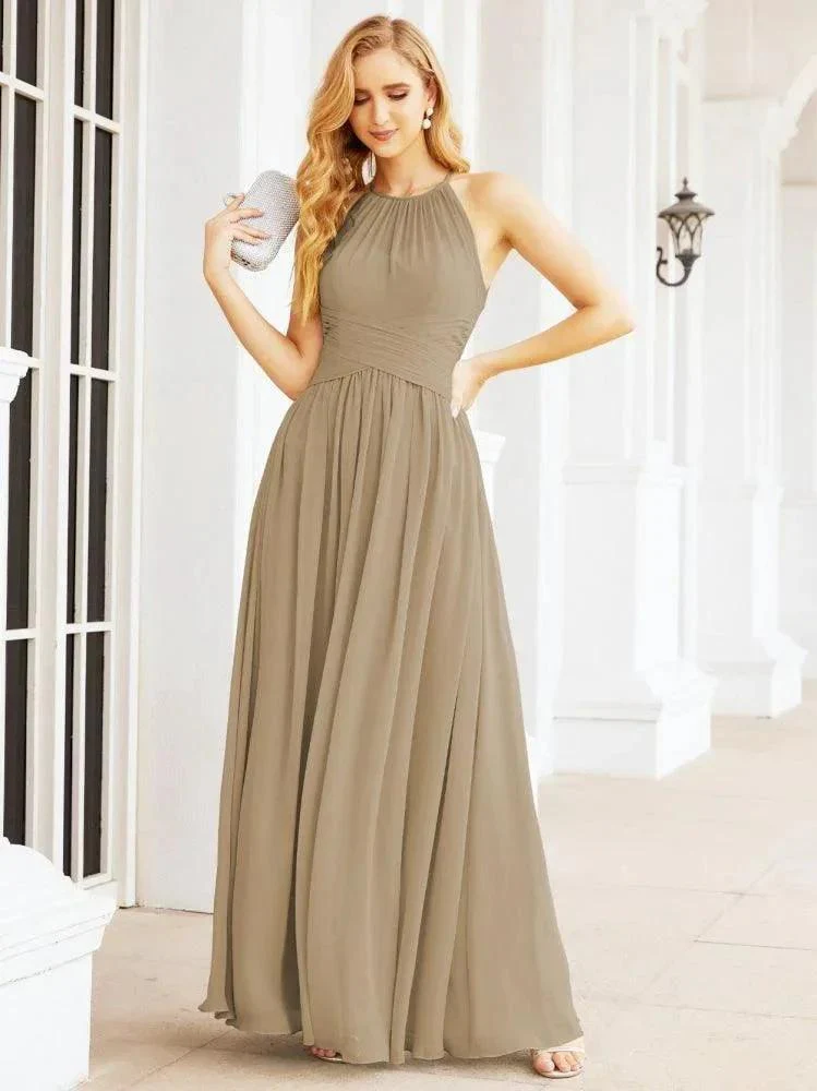 Numbersea Sleeveless Bridesmaid Dresses Long Prom Gown Zipper with Keyhole Back 28056 - Image 70