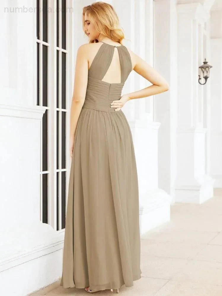 Numbersea Sleeveless Bridesmaid Dresses Long Prom Gown Zipper with Keyhole Back 28056 - Image 71