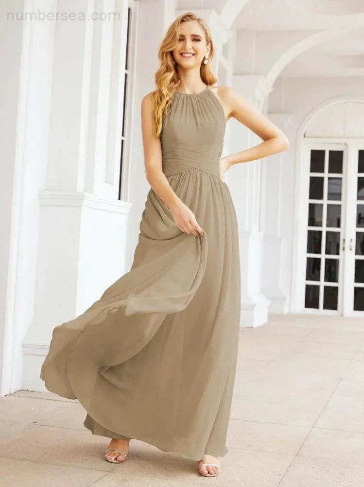 Numbersea Sleeveless Bridesmaid Dresses Long Prom Gown Zipper with Keyhole Back 28056 - Image 72