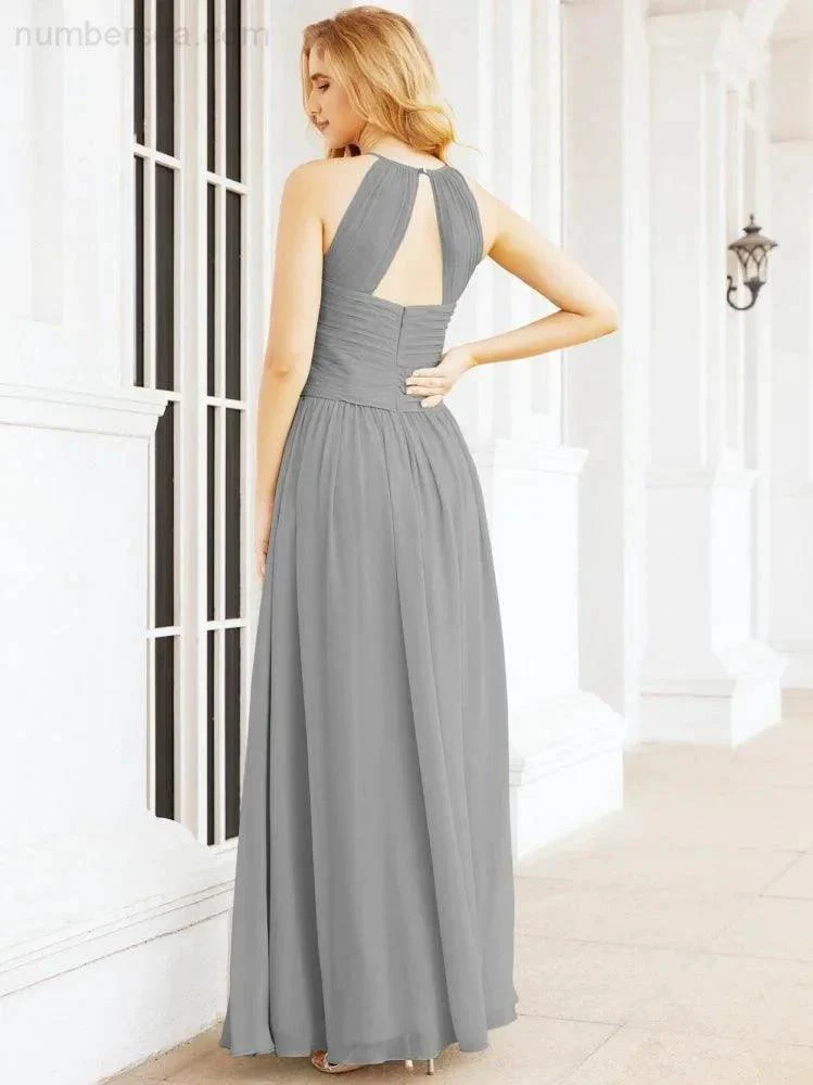 Numbersea Sleeveless Bridesmaid Dresses Long Prom Gown Zipper with Keyhole Back 28056 - Image 74