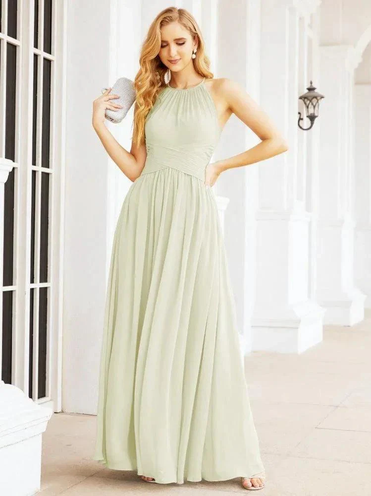 Numbersea Sleeveless Bridesmaid Dresses Long Prom Gown Zipper with Keyhole Back 28056 - Image 76