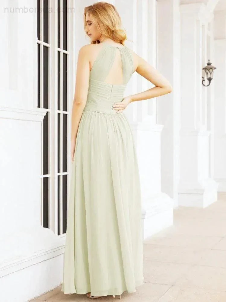 Numbersea Sleeveless Bridesmaid Dresses Long Prom Gown Zipper with Keyhole Back 28056 - Image 77