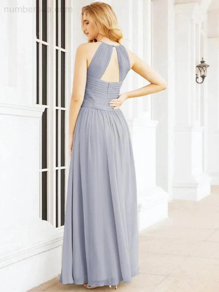 Numbersea Sleeveless Bridesmaid Dresses Long Prom Gown Zipper with Keyhole Back 28056 - Image 8