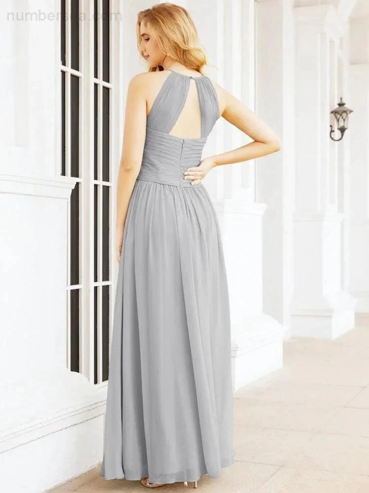 Numbersea Sleeveless Bridesmaid Dresses Long Prom Gown Zipper with Keyhole Back 28056 - Image 80