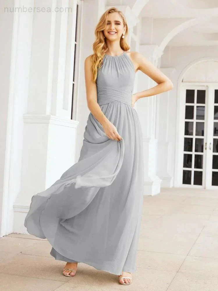 Numbersea Sleeveless Bridesmaid Dresses Long Prom Gown Zipper with Keyhole Back 28056 - Image 81