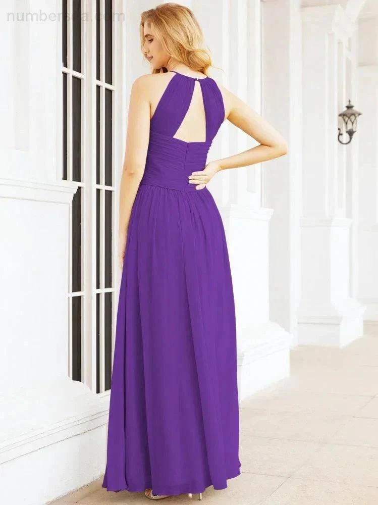 Numbersea Sleeveless Bridesmaid Dresses Long Prom Gown Zipper with Keyhole Back 28056 - Image 83