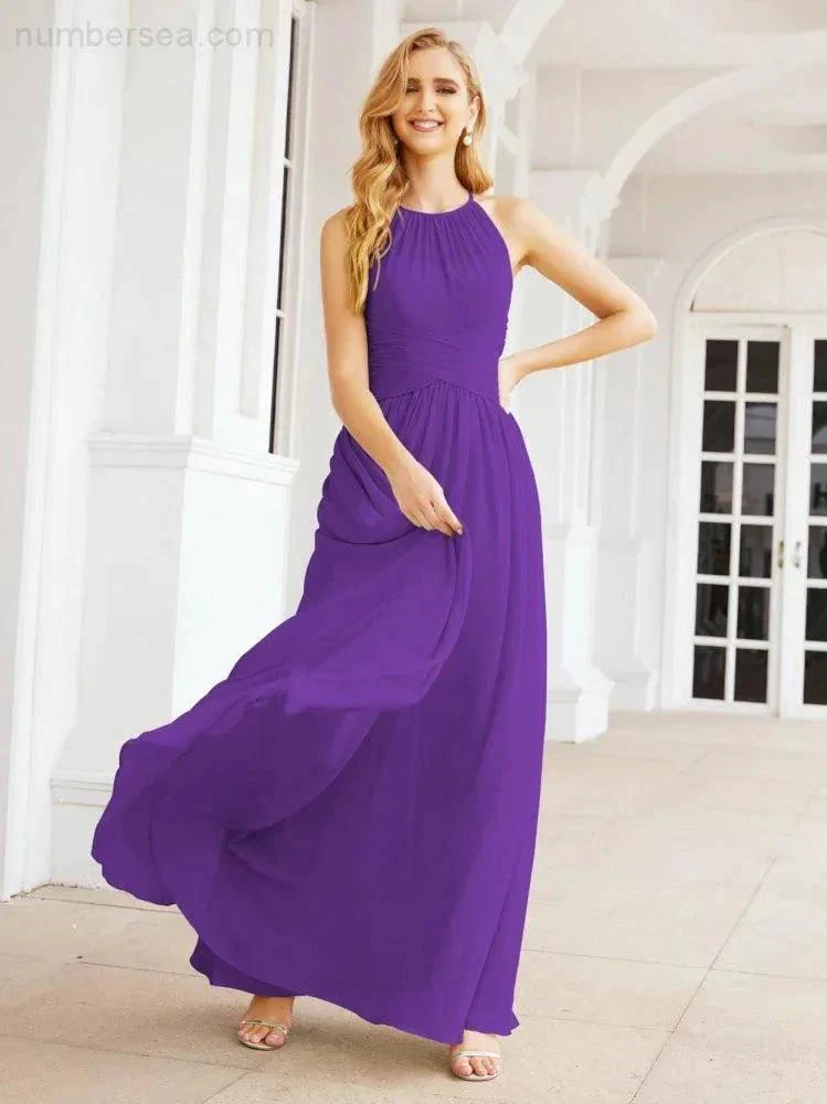 Numbersea Sleeveless Bridesmaid Dresses Long Prom Gown Zipper with Keyhole Back 28056 - Image 84