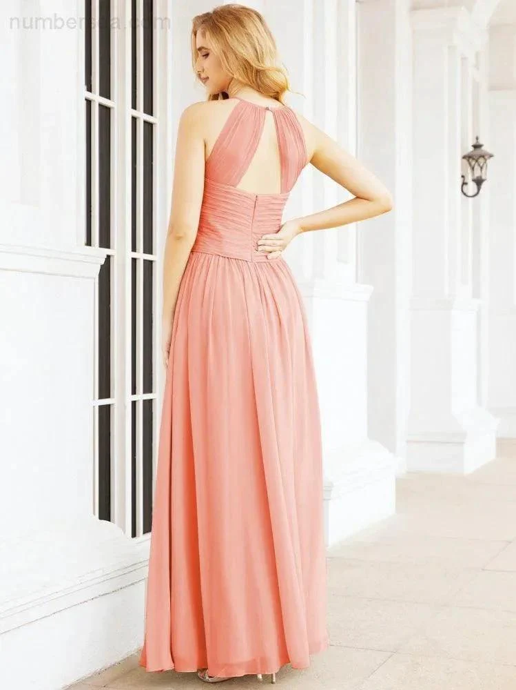 Numbersea Sleeveless Bridesmaid Dresses Long Prom Gown Zipper with Keyhole Back 28056 - Image 86