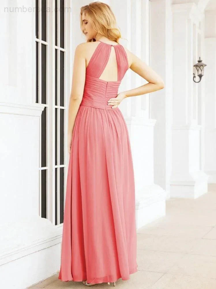 Numbersea Sleeveless Bridesmaid Dresses Long Prom Gown Zipper with Keyhole Back 28056 - Image 89