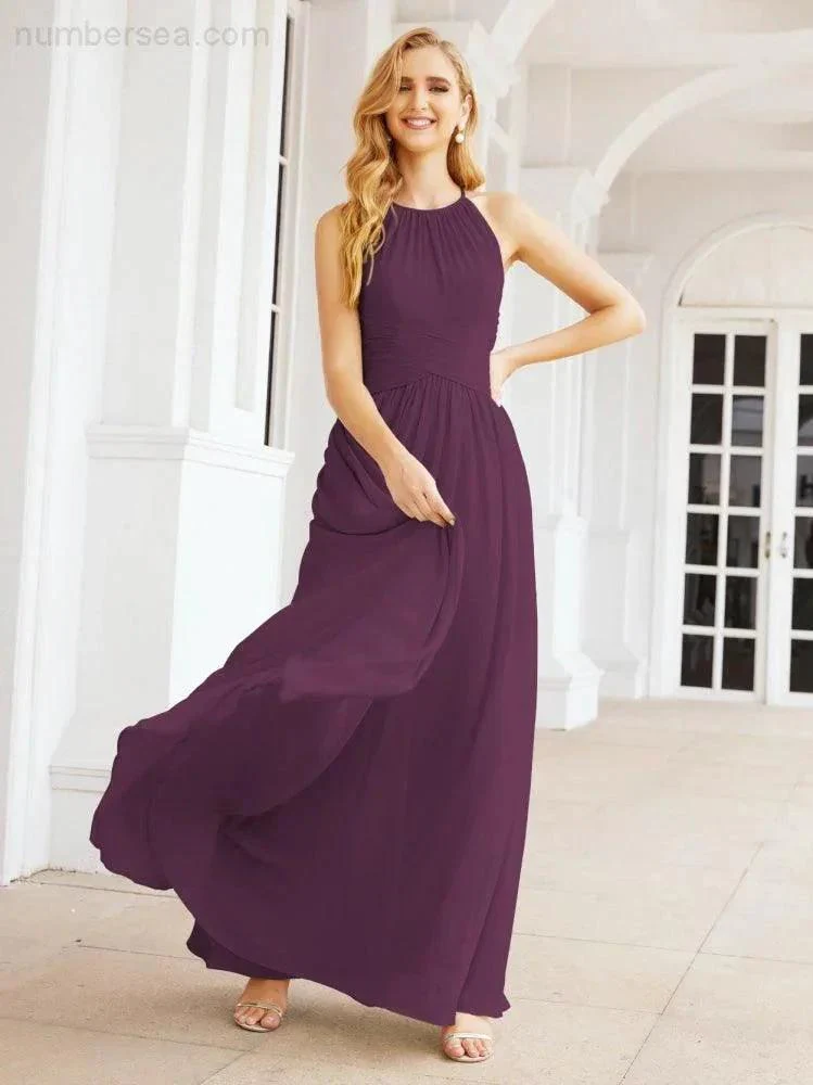 Numbersea Sleeveless Bridesmaid Dresses Long Prom Gown Zipper with Keyhole Back 28056 - Image 93