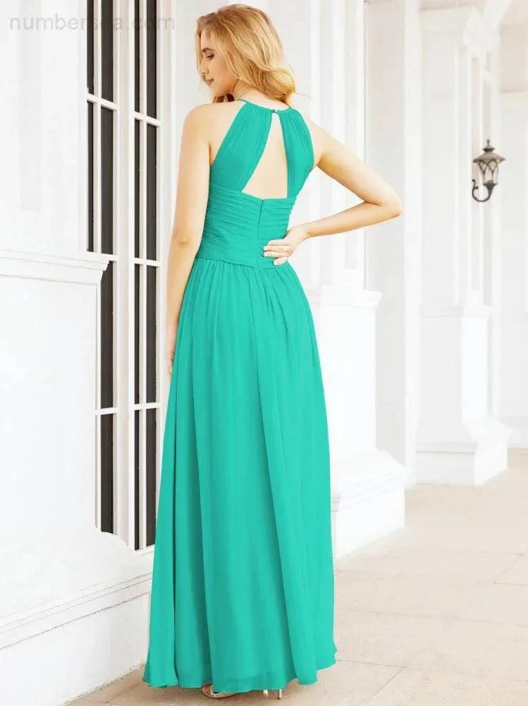 Numbersea Sleeveless Bridesmaid Dresses Long Prom Gown Zipper with Keyhole Back 28056 - Image 95