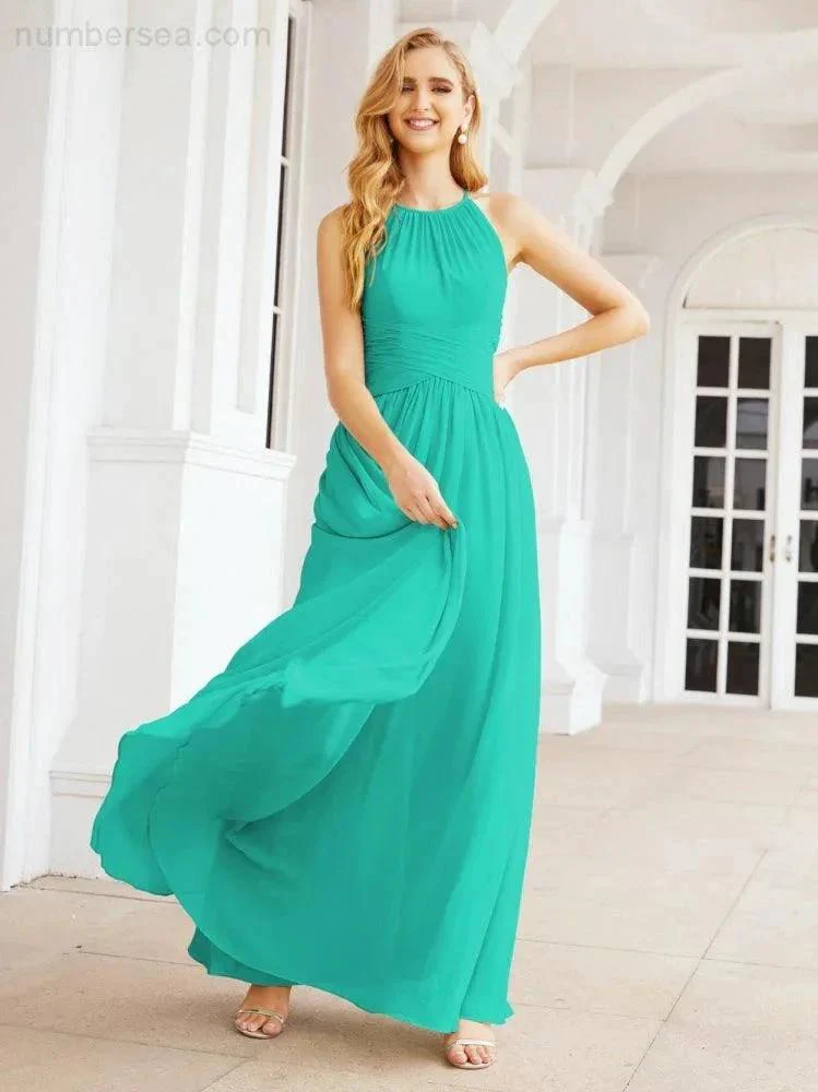 Numbersea Sleeveless Bridesmaid Dresses Long Prom Gown Zipper with Keyhole Back 28056 - Image 96