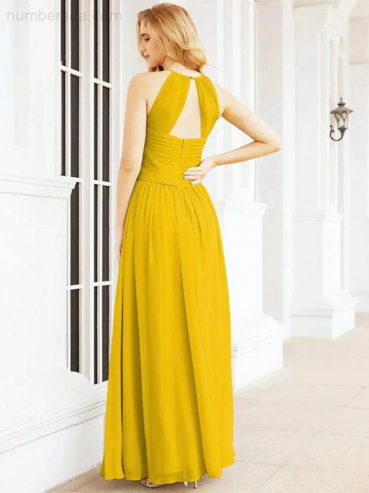 Numbersea Sleeveless Bridesmaid Dresses Long Prom Gown Zipper with Keyhole Back 28056 - Image 98