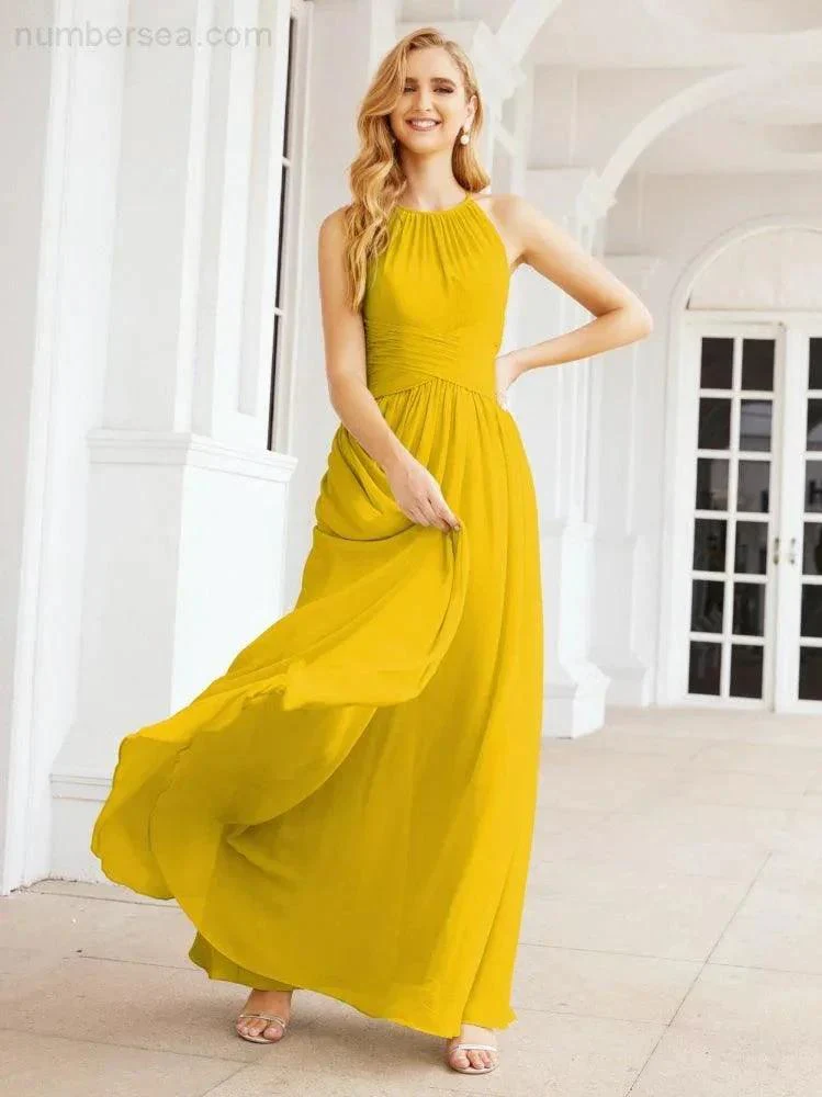 Numbersea Sleeveless Bridesmaid Dresses Long Prom Gown Zipper with Keyhole Back 28056 - Image 99