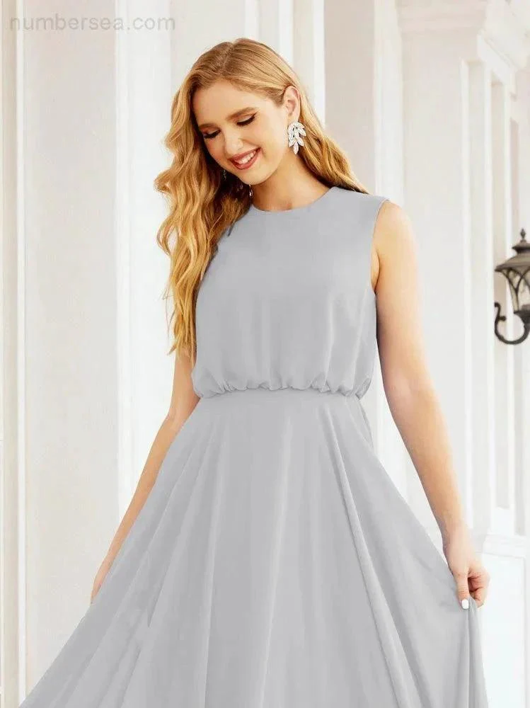 Numbersea Sleeveless Long Bridesmaid Dress A line Formal Evening Prom Gown 28025 - Image 107