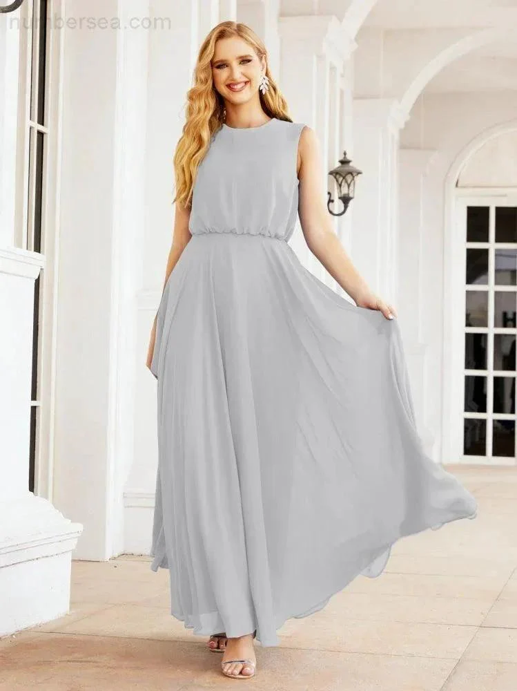 Numbersea Sleeveless Long Bridesmaid Dress A line Formal Evening Prom Gown 28025 - Image 108