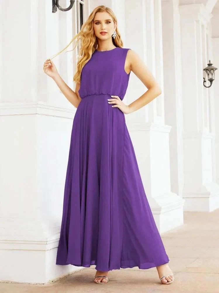 Numbersea Sleeveless Long Bridesmaid Dress A line Formal Evening Prom Gown 28025 - Image 109