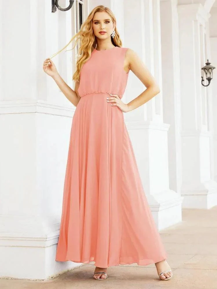 Numbersea Sleeveless Long Bridesmaid Dress A line Formal Evening Prom Gown 28025 - Image 113