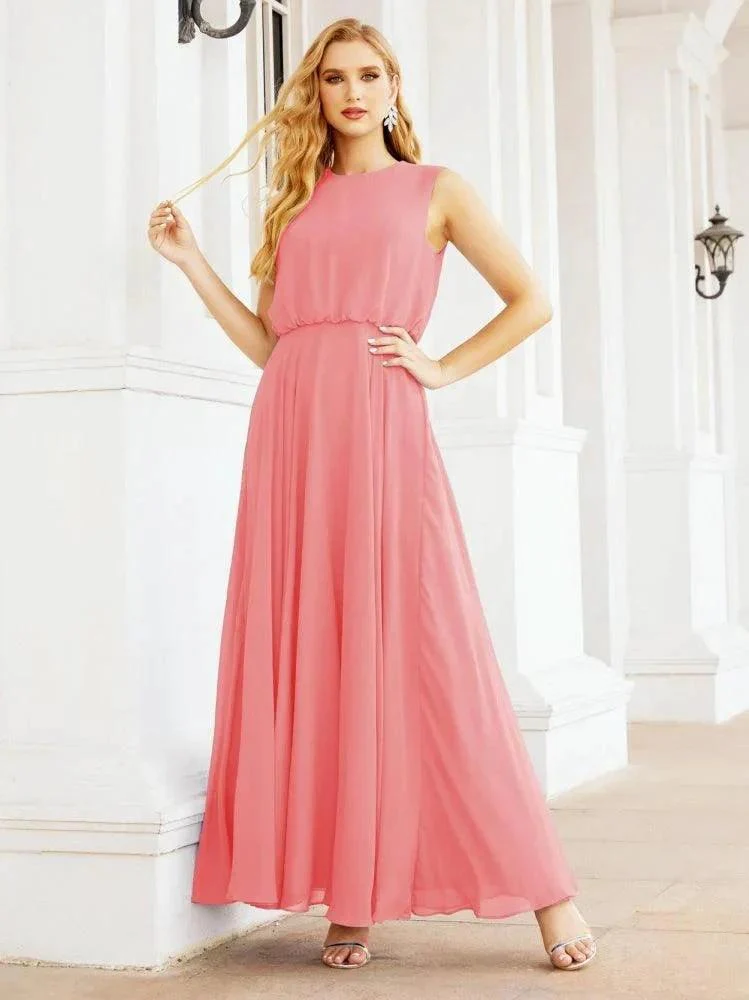 Numbersea Sleeveless Long Bridesmaid Dress A line Formal Evening Prom Gown 28025 - Image 117