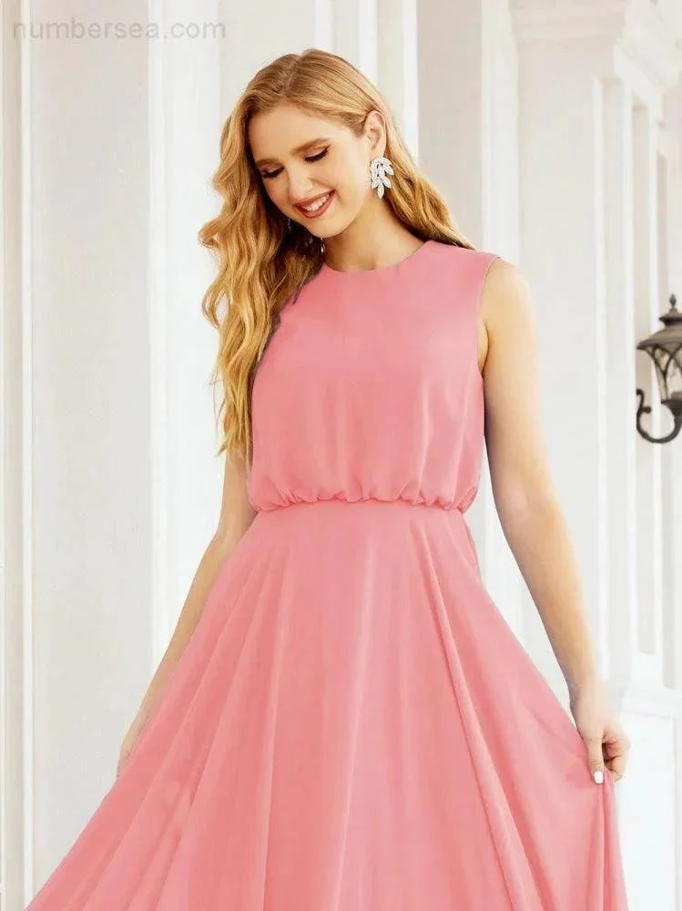Numbersea Sleeveless Long Bridesmaid Dress A line Formal Evening Prom Gown 28025 - Image 119