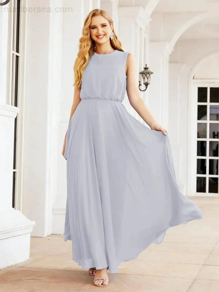 Numbersea Sleeveless Long Bridesmaid Dress A line Formal Evening Prom Gown 28025 - Image 12
