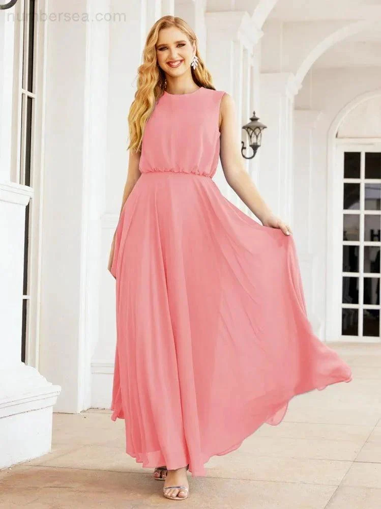 Numbersea Sleeveless Long Bridesmaid Dress A line Formal Evening Prom Gown 28025 - Image 120