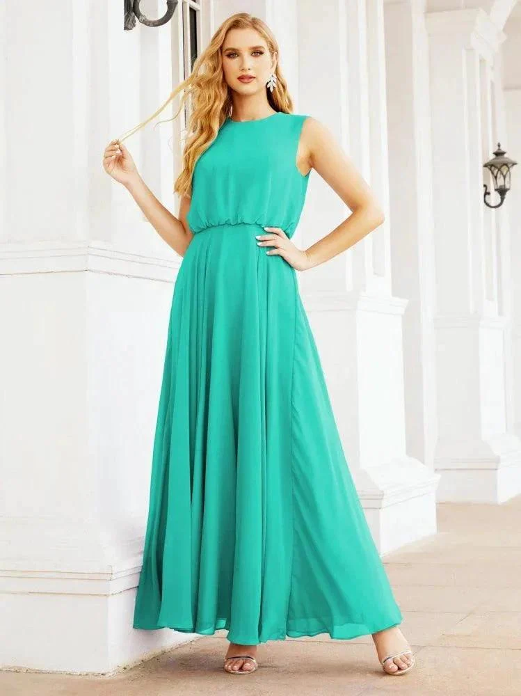 Numbersea Sleeveless Long Bridesmaid Dress A line Formal Evening Prom Gown 28025 - Image 125
