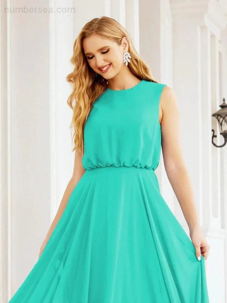 Numbersea Sleeveless Long Bridesmaid Dress A line Formal Evening Prom Gown 28025 - Image 127