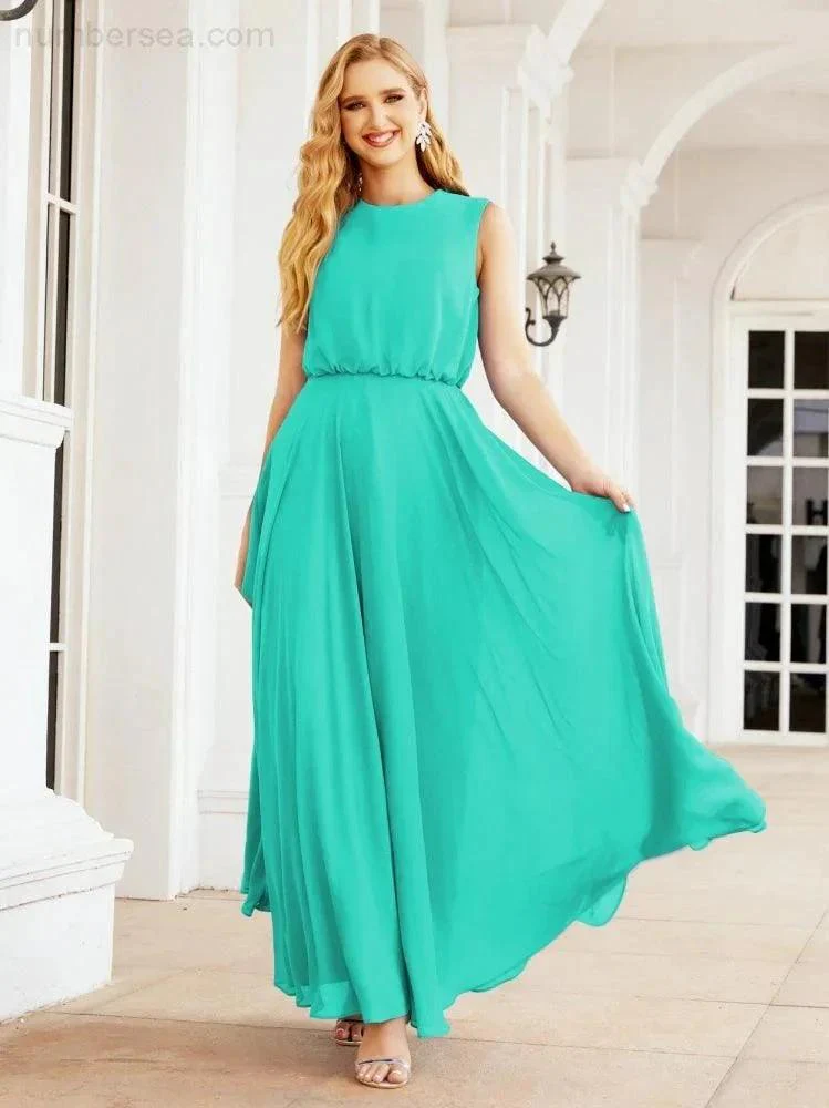 Numbersea Sleeveless Long Bridesmaid Dress A line Formal Evening Prom Gown 28025 - Image 128