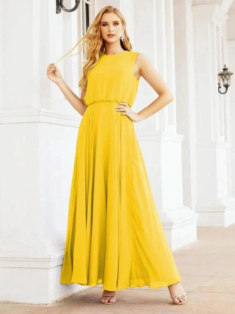 Numbersea Sleeveless Long Bridesmaid Dress A line Formal Evening Prom Gown 28025 - Image 129