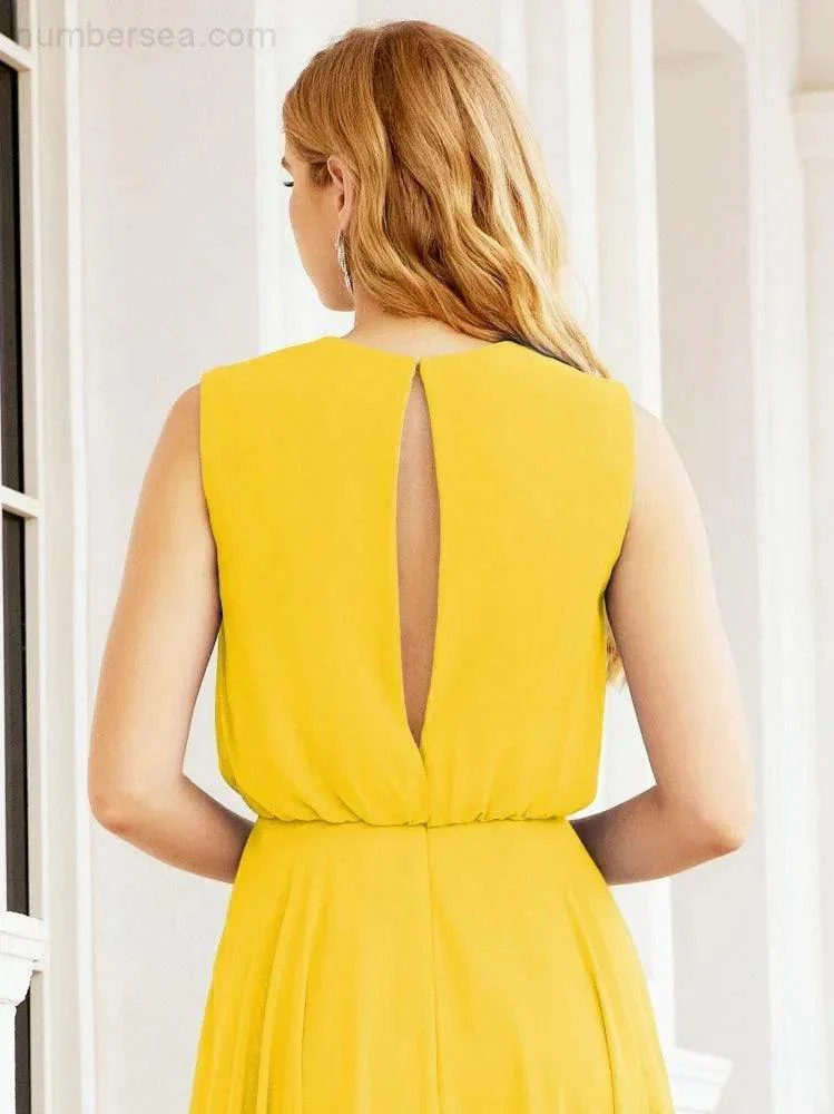 Numbersea Sleeveless Long Bridesmaid Dress A line Formal Evening Prom Gown 28025 - Image 130