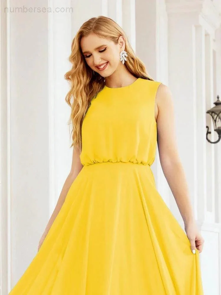 Numbersea Sleeveless Long Bridesmaid Dress A line Formal Evening Prom Gown 28025 - Image 131