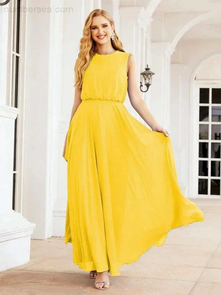 Numbersea Sleeveless Long Bridesmaid Dress A line Formal Evening Prom Gown 28025 - Image 132