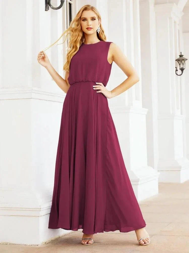 Numbersea Sleeveless Long Bridesmaid Dress A line Formal Evening Prom Gown 28025 - Image 133